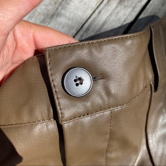 π ZARA ASH BROWN FAUX LEATHER FULL LENGTH STRAIGHT LEG HIGH WAIST PANTS! - Picture 9 of 16